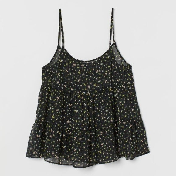 H&M Divided Black Ditsy Floral Flowy Baby Doll Tank Top - Picture 2 of 6